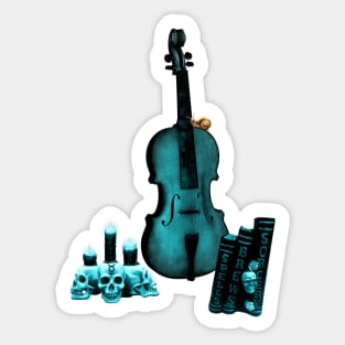 Awesome dark fantasy violin with skulls Sticker